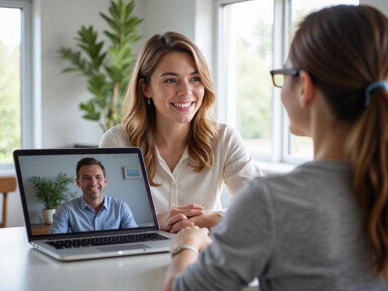 Frau macht Online-Beratung mit Laptop